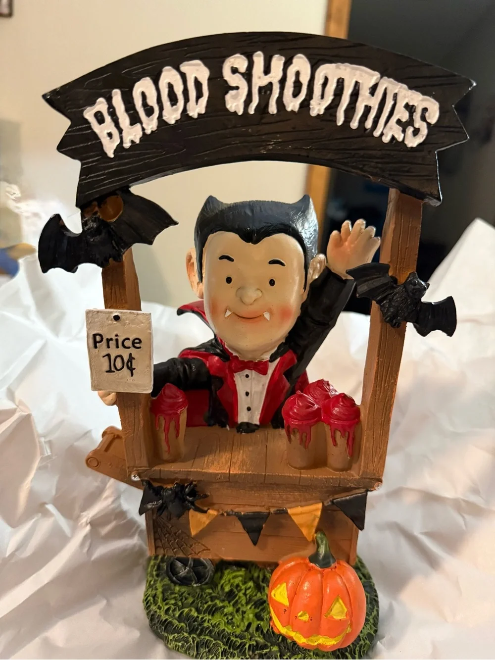 Halloween Vampire 'Blood Smoothies' Figurine – Black & Red Holiday Decor